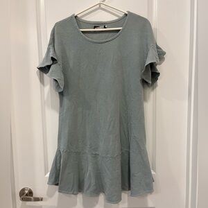 Ruffled Sleeve Green Dress